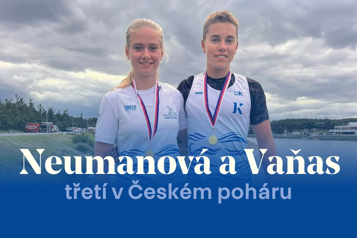 Natálie Neumanová s Mikulášem Vaňasem z Kajak Klubu třetí v celkovém pořadí Českého poháru
